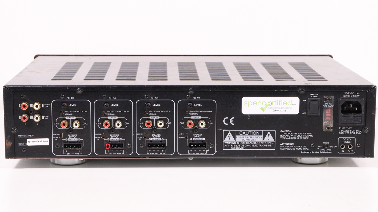 Current Audio AMP870 4 Zone 8 Channel Amplifier-Power Amplifiers-SpenCertified-vintage-refurbished-electronics