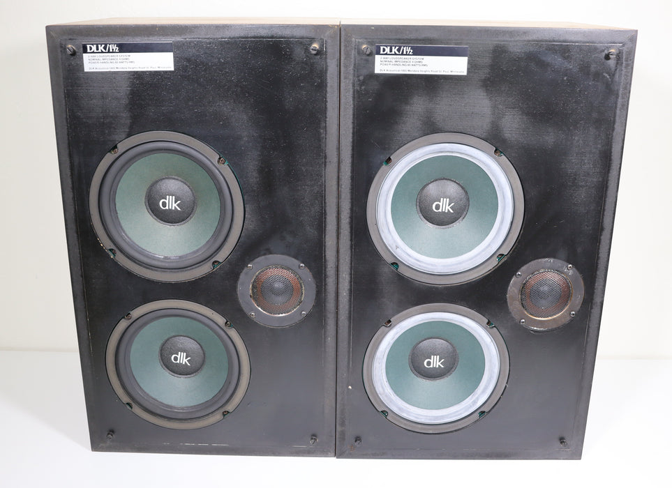 DLK / 1 1/2 3 Way Speaker Pair Stereo Set-Speakers-SpenCertified-vintage-refurbished-electronics