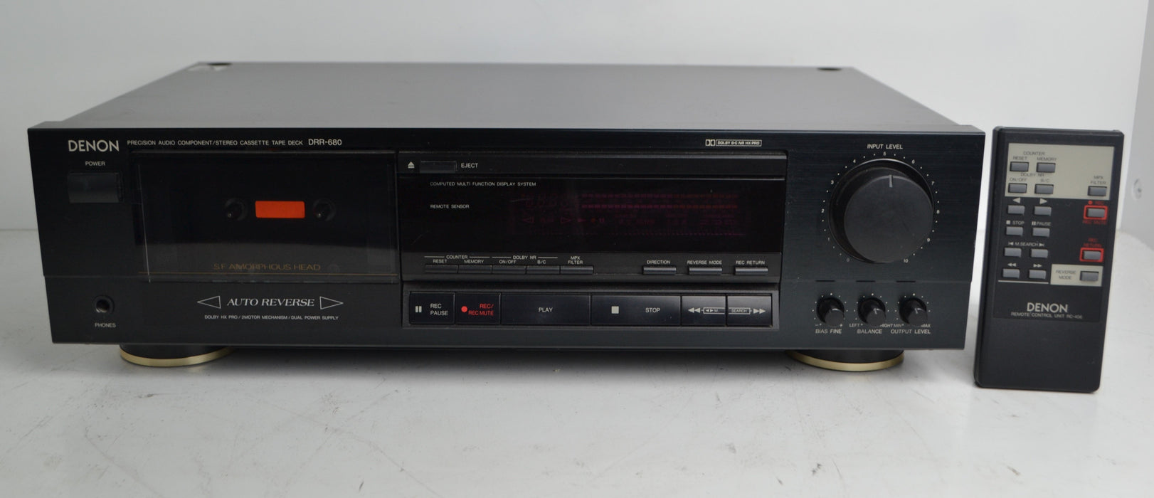 Denon DRR-680 Single Stereo Cassette Deck Player With Remote Control-Electronics-SpenCertified-refurbished-vintage-electonics