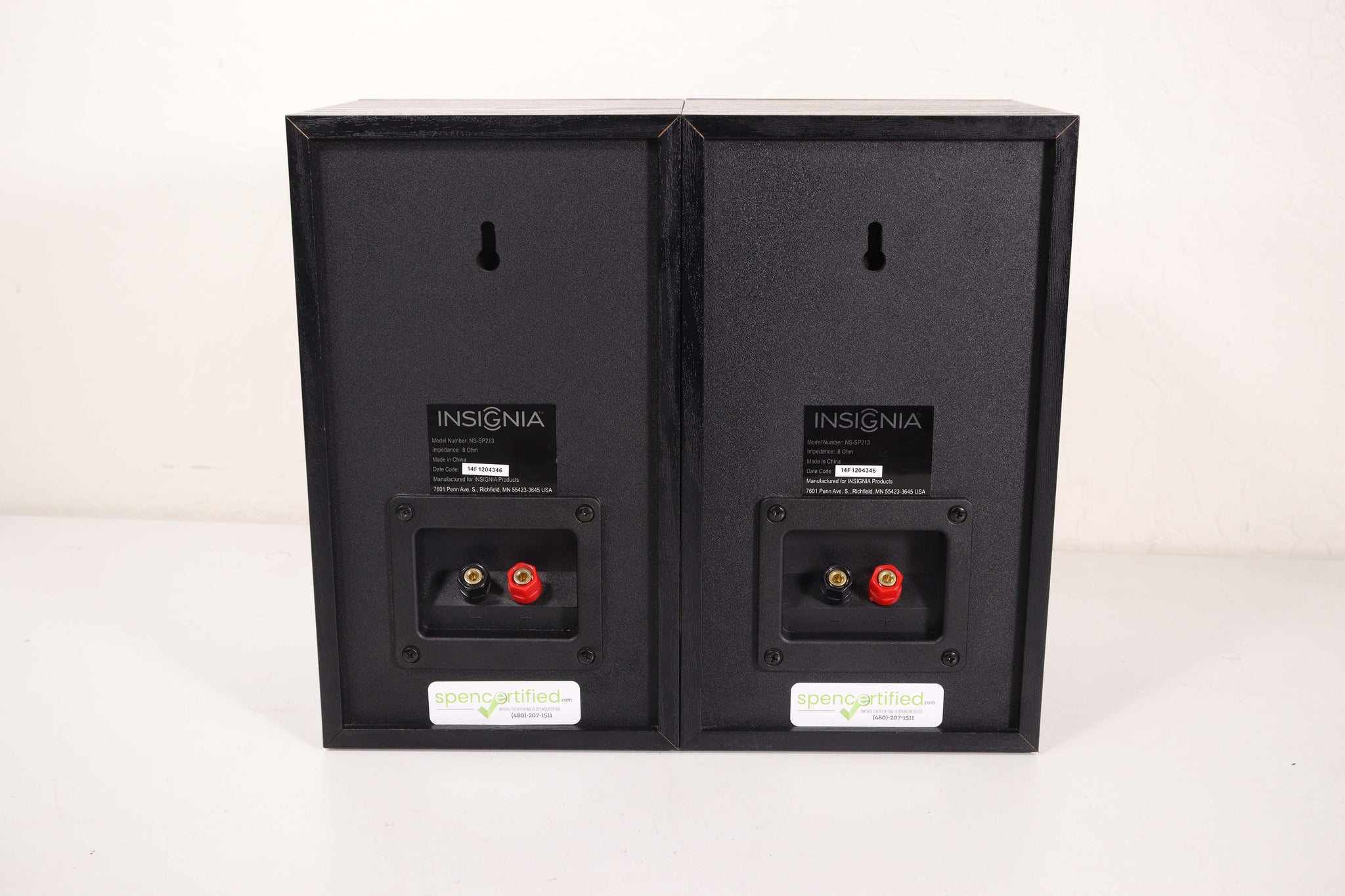 Insignia NSSP213 Small Black Bookshelf Speaker Pair 8 Ohms