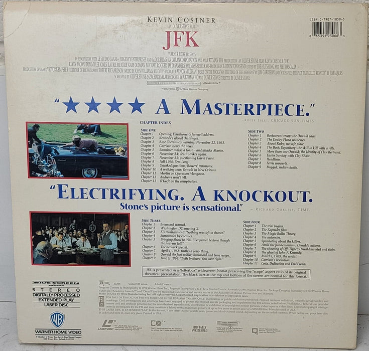 JFK Laserdisc Movie with Kevin Costner-Electronics-SpenCertified-refurbished-vintage-electonics