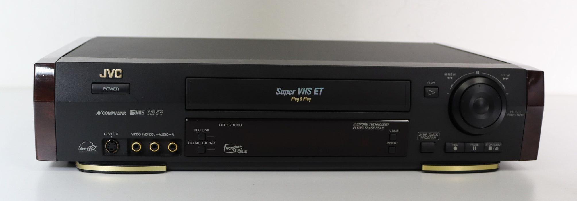 JVC HR-7900U Super VHS ET SVHS S-Video VCR Player Recorder Digipure Technology Flying Erase Head Simulated Wood Side Panels-VCRs-SpenCertified-vintage-refurbished-electronics