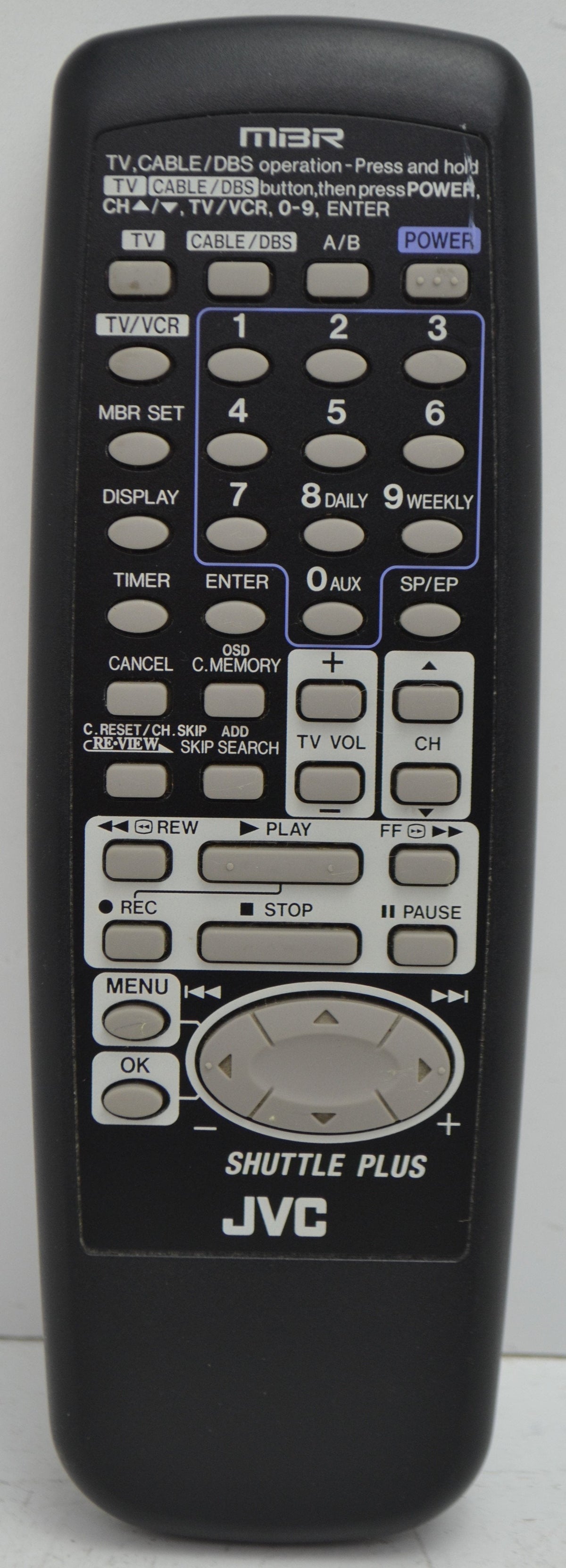 JVC MBR TV / Cable / DBS Shuttle Plus Remote Control — SpenCertified
