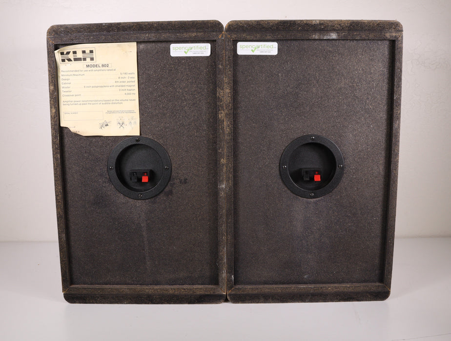 KLH Model 802 Bookshelf Speaker Pair Wood Grain-Speakers-SpenCertified-vintage-refurbished-electronics