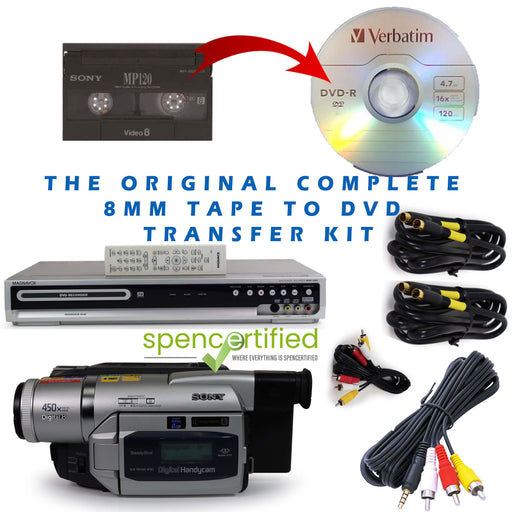 Kit for Converting 8mm Tapes to DVD | Video 8 Hi8 Digital 8 | Everything You Need | DVD Recorder + Camera-DVD Recorders-SpenCertified-vintage-refurbished-electronics