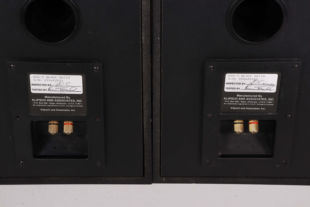 Klipsch KG2.5 Black Satin Large Bookshelf Speaker Pair Set-Speakers-SpenCertified-vintage-refurbished-electronics