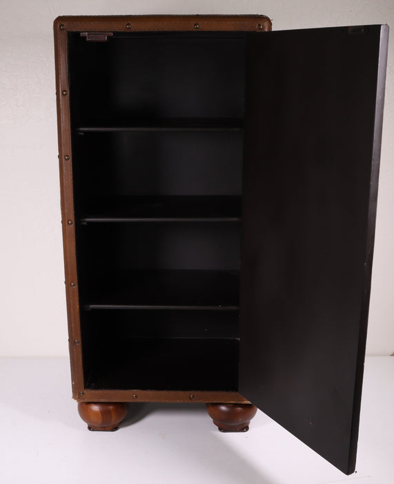 Leather CD DVD Blu-Ray Bookshelf Cabinet Case with Leather Brown Elegant Designer-CD Cabinet-SpenCertified-vintage-refurbished-electronics