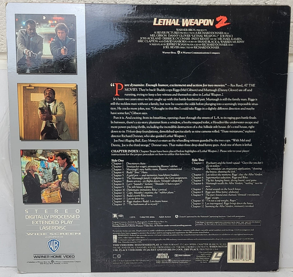 Lethal Weapon 2 with Mel Gibson and Danny Glover LaserDisc Movie