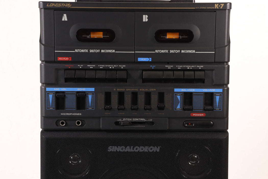 Lonestar Singalodeon K-7 Double Cassette Sing-Along System with Microphone-Cassette Players & Recorders-SpenCertified-vintage-refurbished-electronics