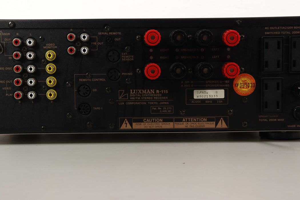 Luxman R-115 Digital Synthesized AM/FM Stereo Receiver-Audio Amplifiers-SpenCertified-vintage-refurbished-electronics