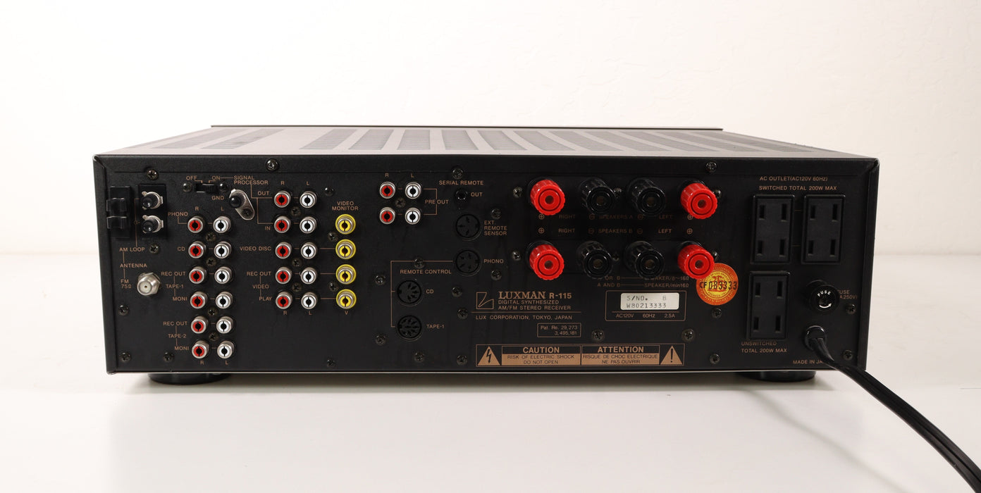 Luxman R-115 Digital Synthesized AM/FM Stereo Receiver-Audio Amplifiers-SpenCertified-vintage-refurbished-electronics