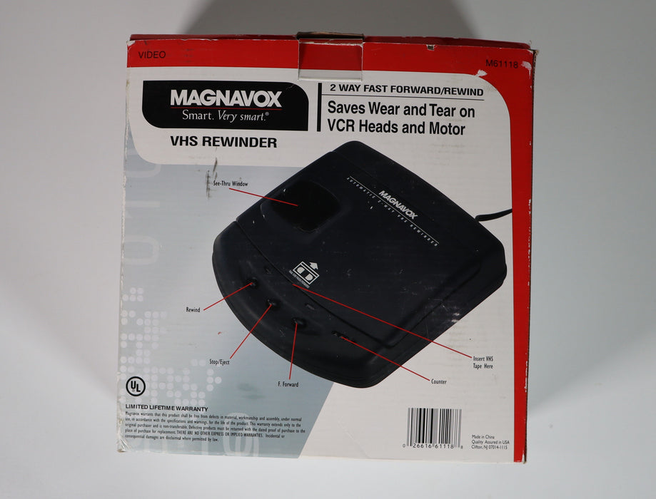 Magnavox 2-Way VHS Rewinder M61118 Saves Wear On Your VCR-vhs rewinder-SpenCertified-vintage-refurbished-electronics