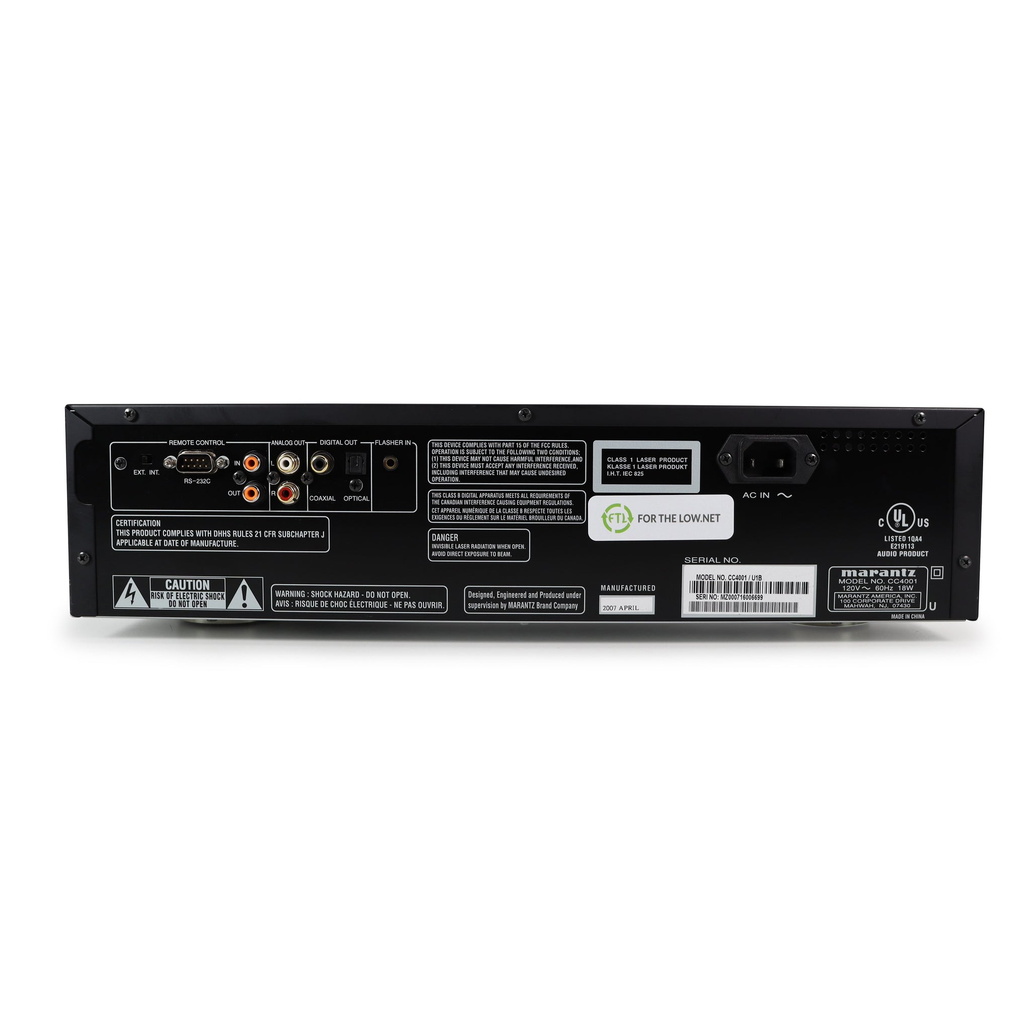 Marantz CC4001/U1B 5-Disc Carousel CD Changer — SpenCertified