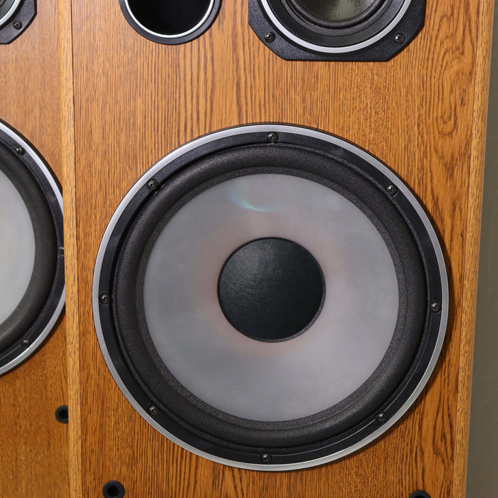 Onkyo Fusion AV S-11 12" 3 Way Speaker Pair Large Towers Light Brown Wood Finish-Speakers-SpenCertified-vintage-refurbished-electronics