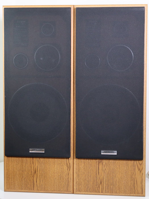 Onkyo Fusion AV S-11 12" 3 Way Speaker Pair Large Towers Light Brown Wood Finish-Speakers-SpenCertified-vintage-refurbished-electronics