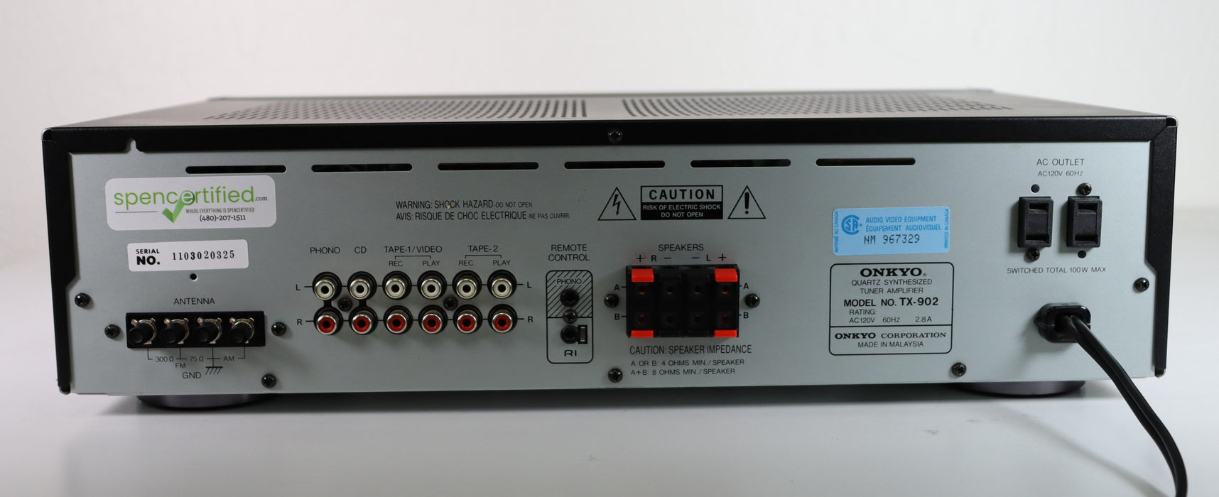 Onkyo TX-902 Quartz Synthesized Tuner Amplifier Receiver Home Stereo-SpenCertified-vintage-refurbished-electronics