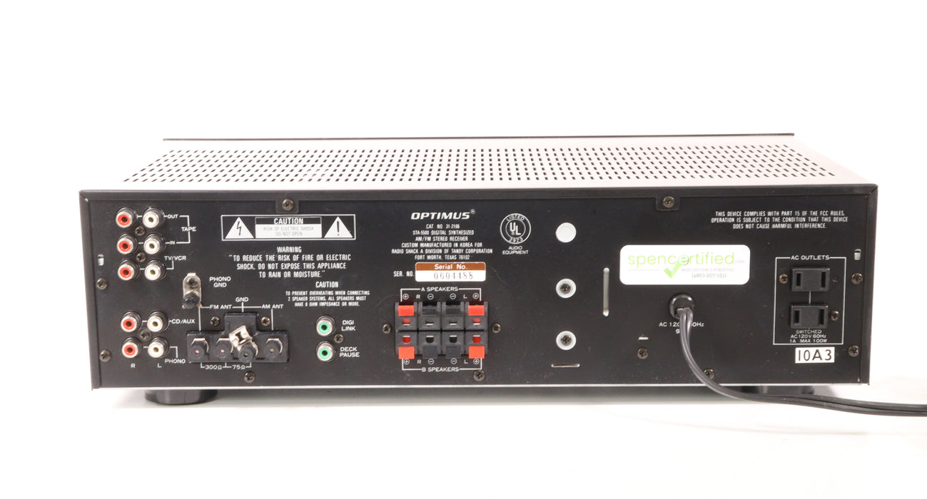 Optimus STA-5500 Digital Synthesized AM/FM Stereo Receiver Amplifier-Audio Amplifiers-SpenCertified-vintage-refurbished-electronics