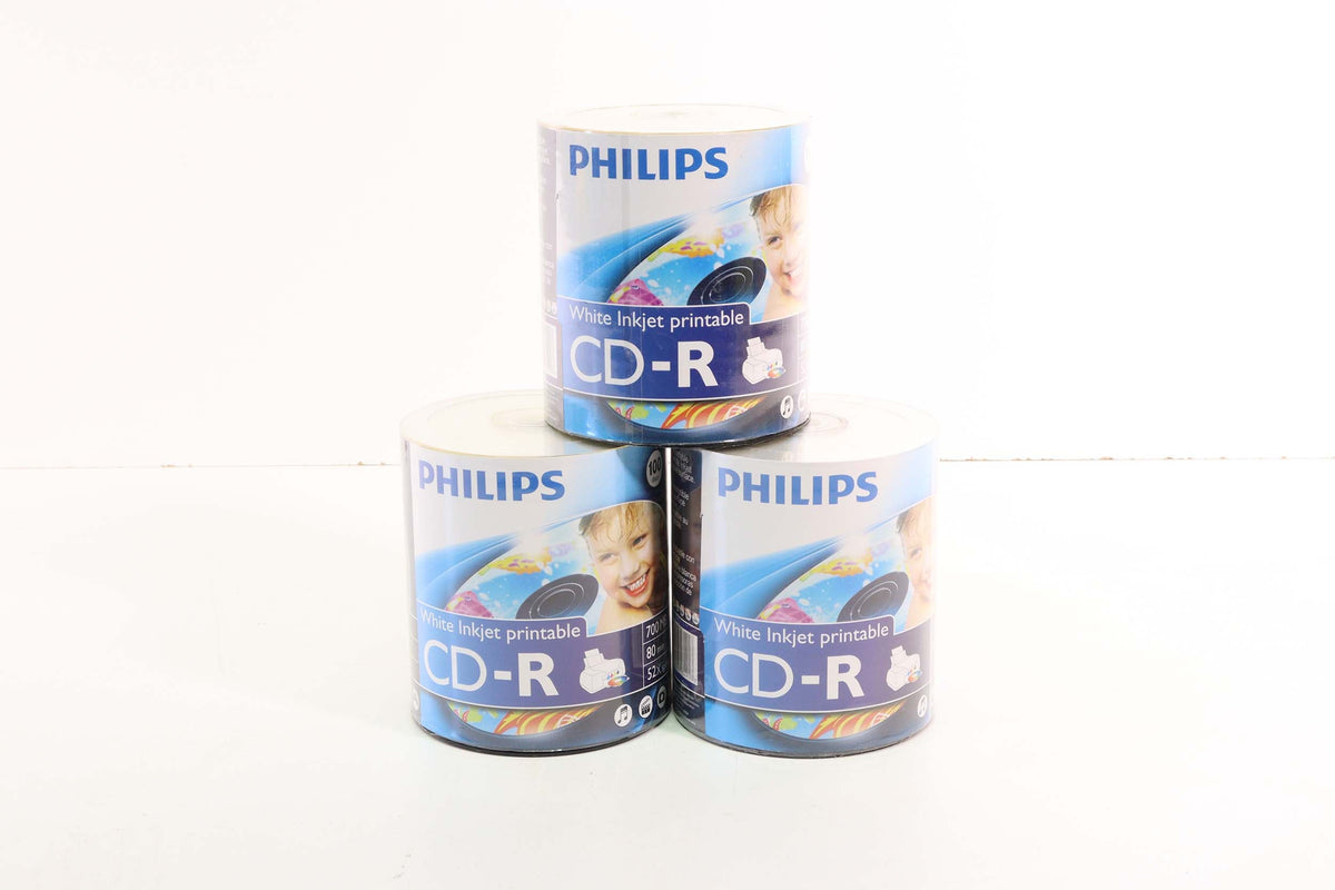 PHILIPS White Inkjet Printable CD-R Blank Recordable Discs (100 Pack ...