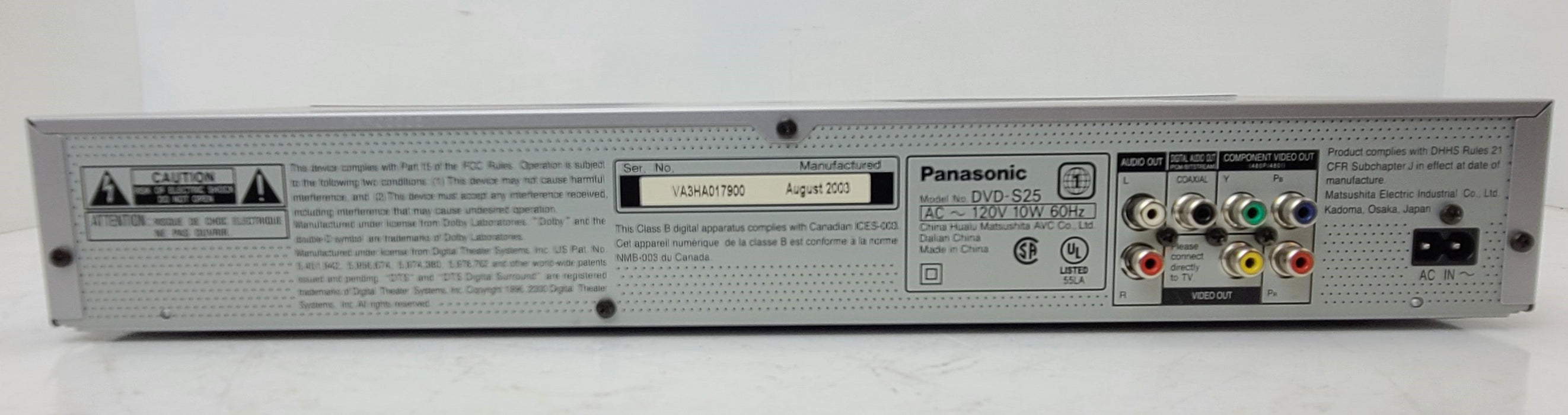 Panasonic DVD/CD player ( DVD-S25 )-Electronics-SpenCertified-refurbished-vintage-electonics