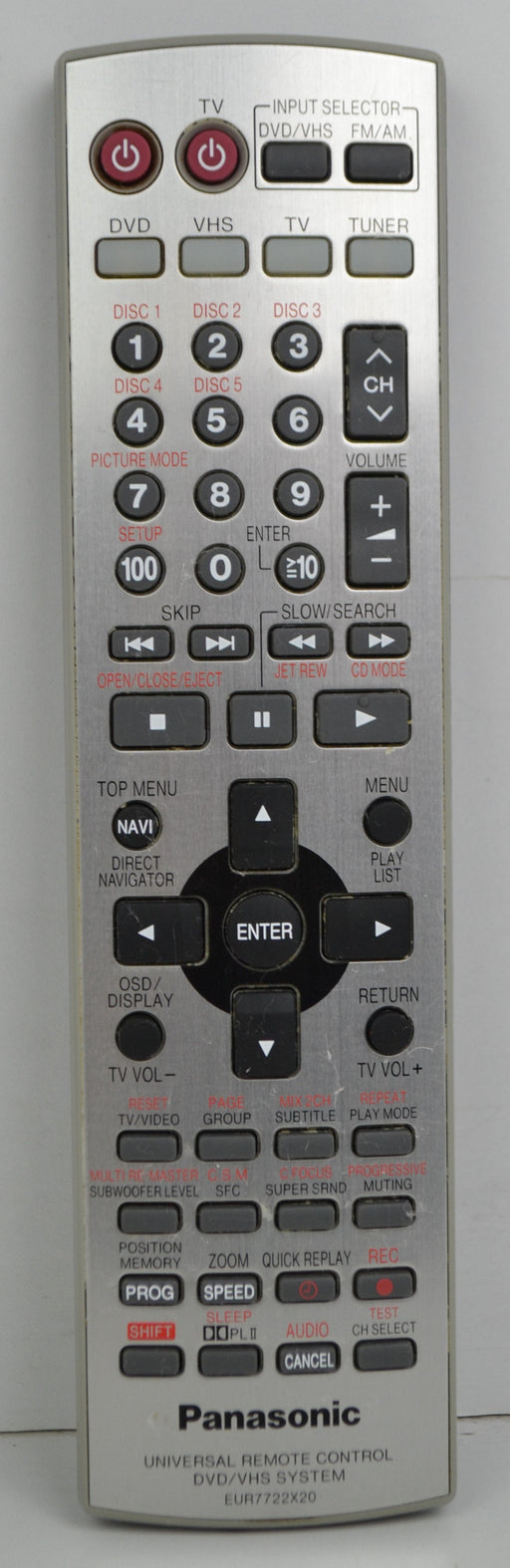 Panasonic EUR7722X20 Universal DVD/VHS Player Remote Control-Remote-SpenCertified-refurbished-vintage-electonics