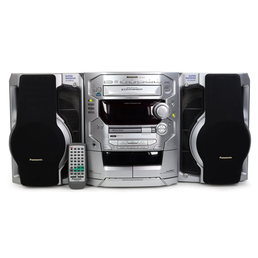 Panasonic SA-AK58 5-Disc CD Player / Dual Cassette Deck Stereo Sound System with Bookshelf Speakers-Electronics-SpenCertified-refurbished-vintage-electonics