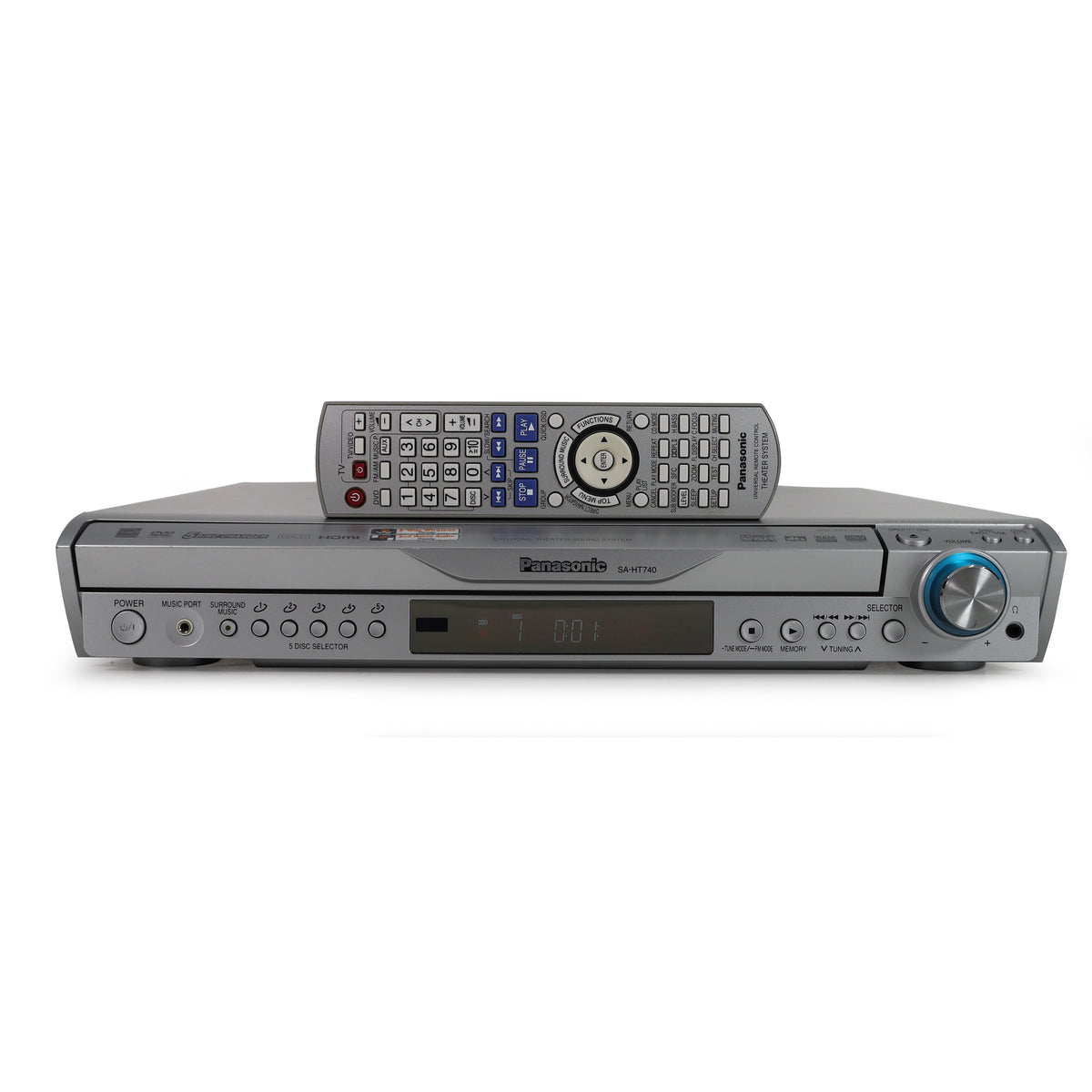 Panasonic SA-HT740 DVD Home fashion Theater Sound System 5-Disc Changer. Working *Read*.