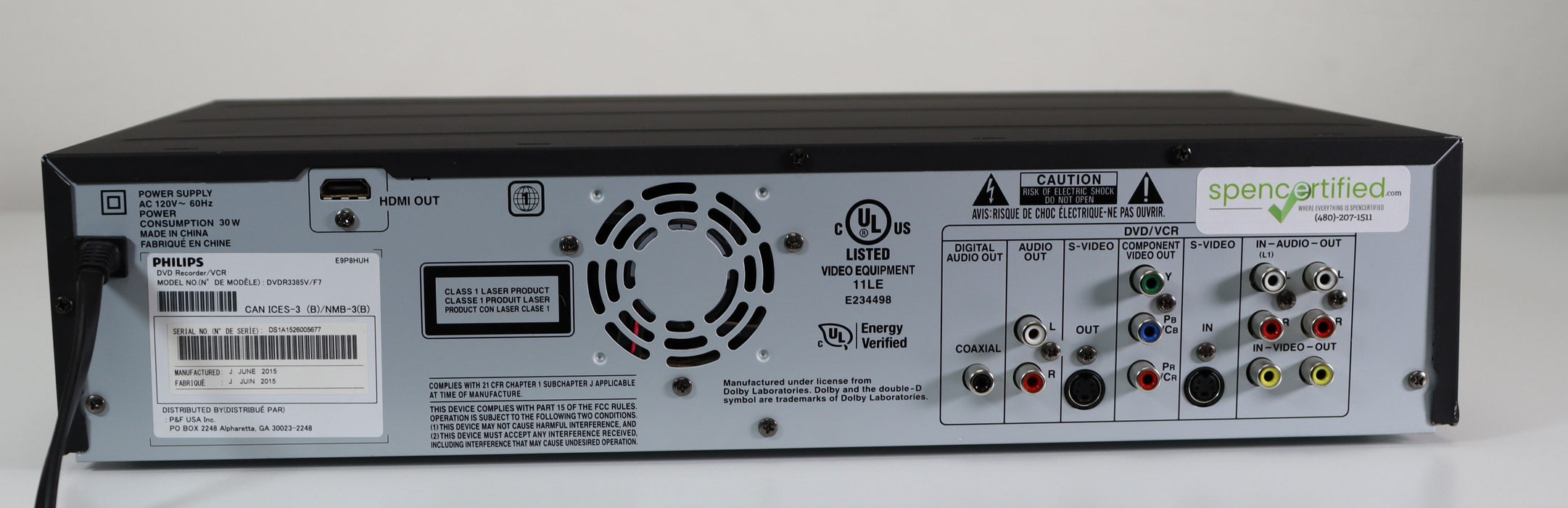 Philips DVDR3385V/F7 DVD/VCR Player and Recorder-Electronics-SpenCertified-refurbished-vintage-electonics