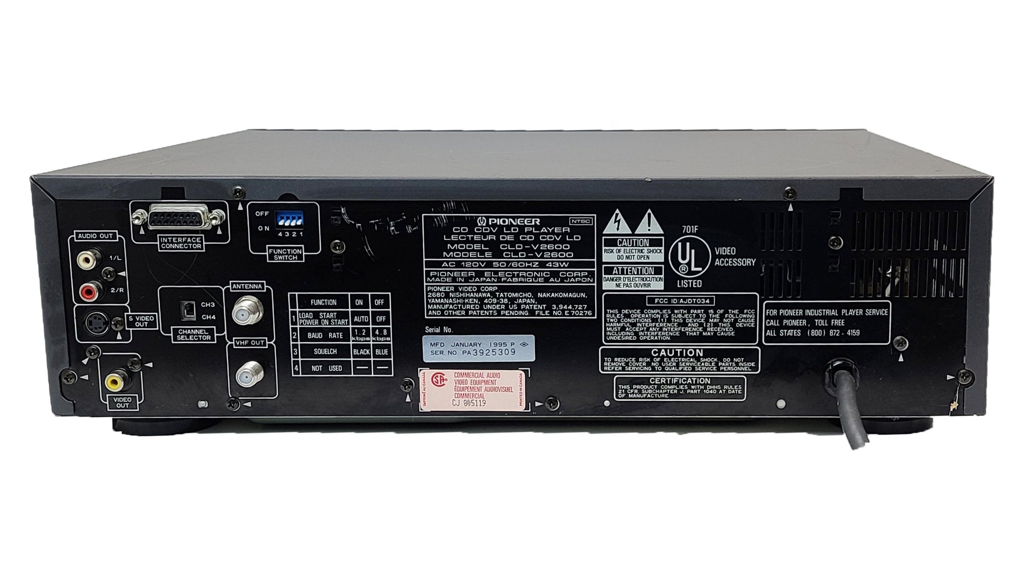 Multi Disc Cd Player Pioneer CLD-V2600 Laserdisc Player With