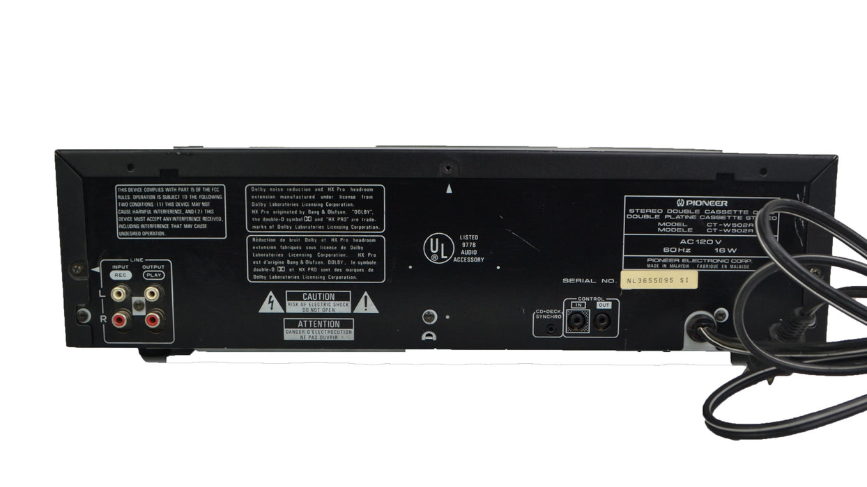 Pioneer - CT-W502R - Auto Reverse - Dolby - Stereo Cassette Deck Player-Electronics-SpenCertified-refurbished-vintage-electonics
