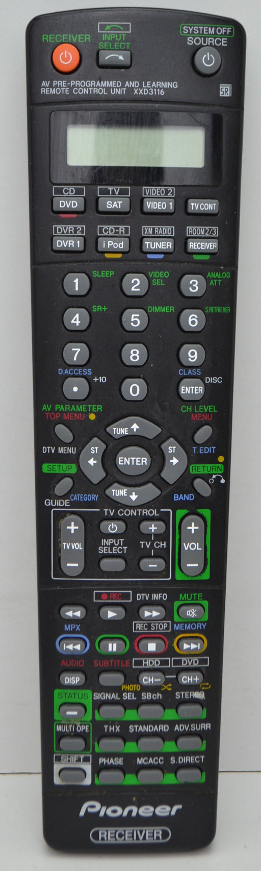 Pioneer XXD3116 AV Pre-Programmed and Learning Remote Control Unit for VSX-91TXH-Remote-SpenCertified-refurbished-vintage-electonics