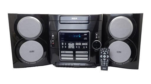 RCA RS2620 5-Disc CD Player AM FM Radio and Dual Cassette Deck Stereo Sound System with Bookshelf Speakers-Electronics-SpenCertified-refurbished-vintage-electonics