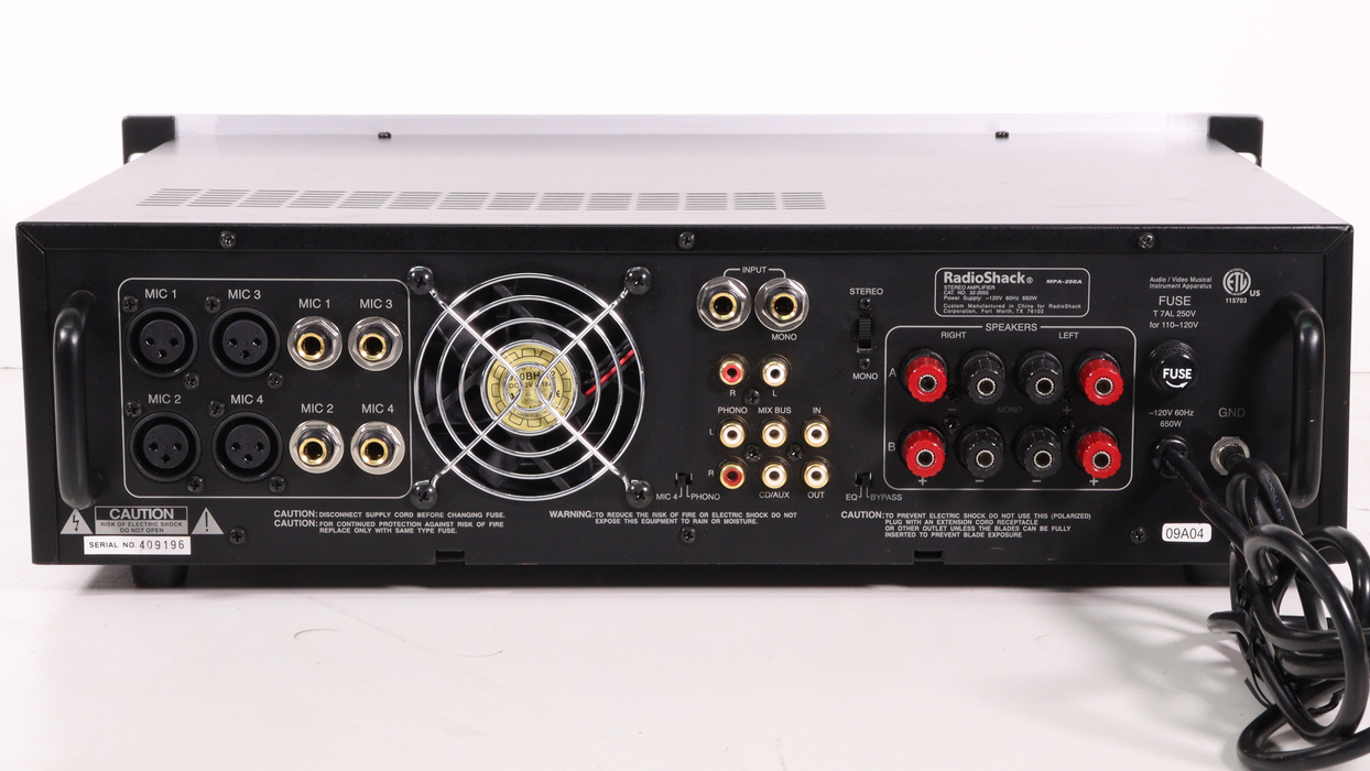 RadioShack PA Amplifier MPA-250A-Audio Amplifiers-SpenCertified-vintage-refurbished-electronics