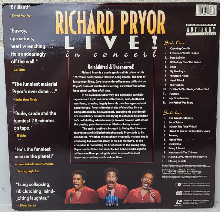 Richard Pryor Live In Concert LaserDisc Movie-Electronics-SpenCertified-refurbished-vintage-electonics