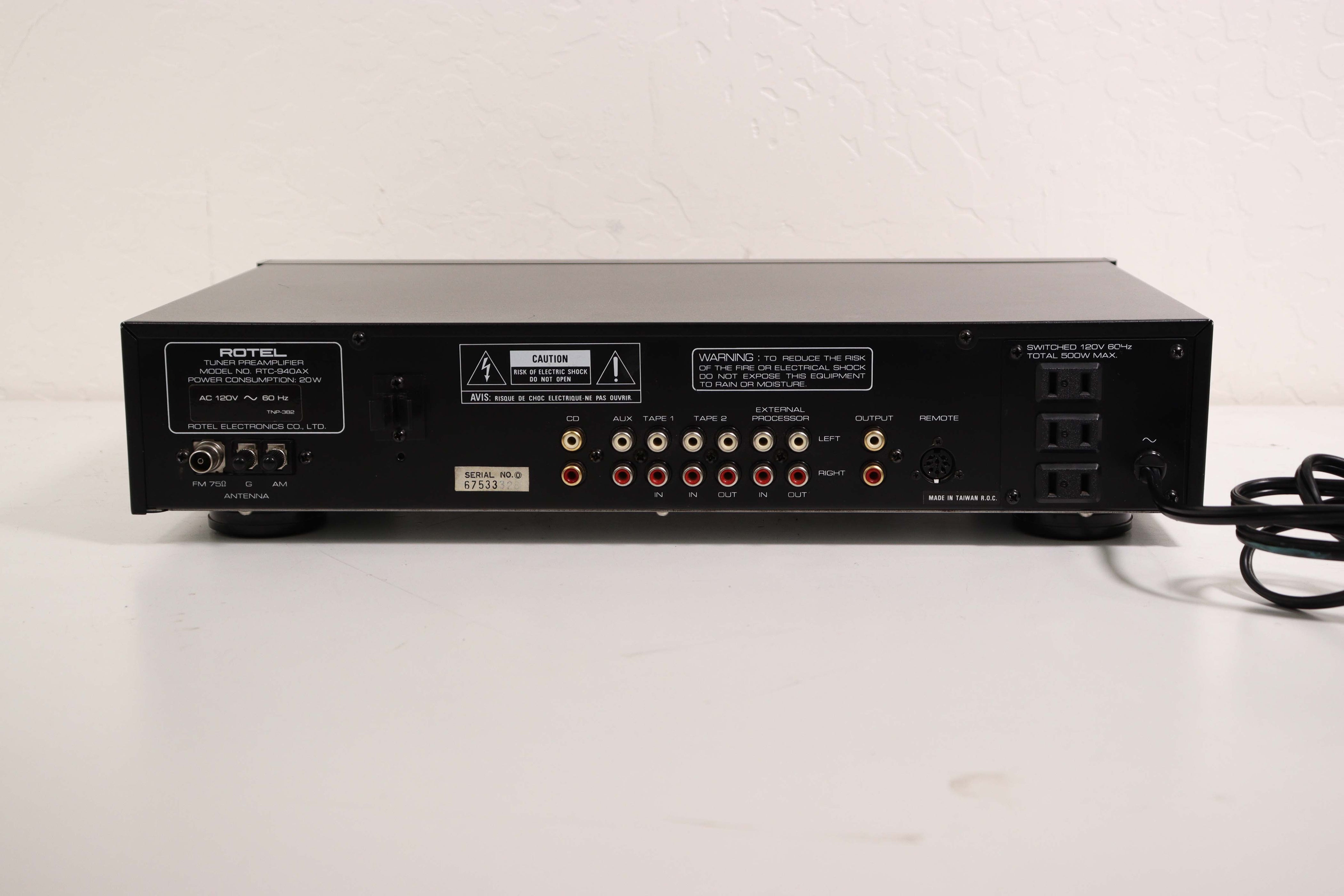 Rotel Rtc 940ax Rotel RTC-940AX AM FM Stereo Tuner Preamplifier System — SpenCertified