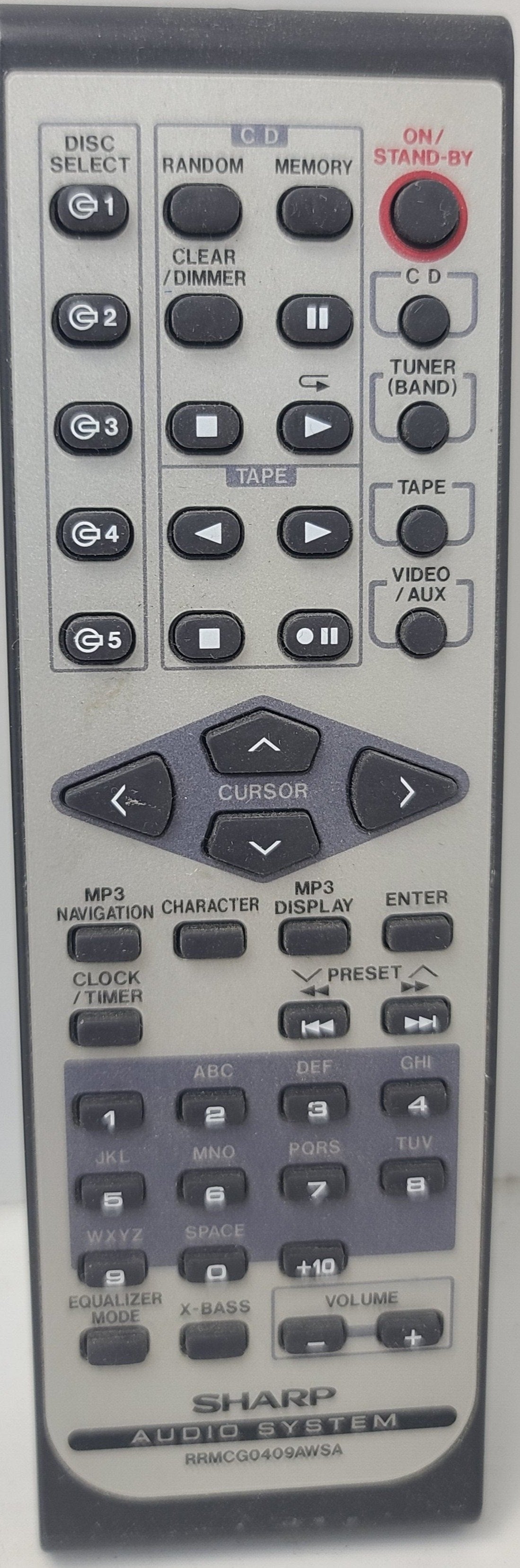 Sharp Remote Rrmcga397awsa SHARP RRMCG0409AWSA Remote Control for Audio System XL-HP737 ...