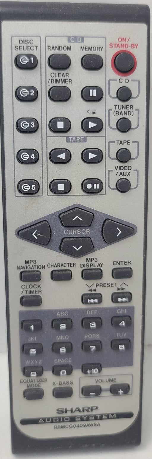 SHARP RRMCG0409AWSA Remote Control for Audio System XL-HP737-Remote-SpenCertified-refurbished-vintage-electonics