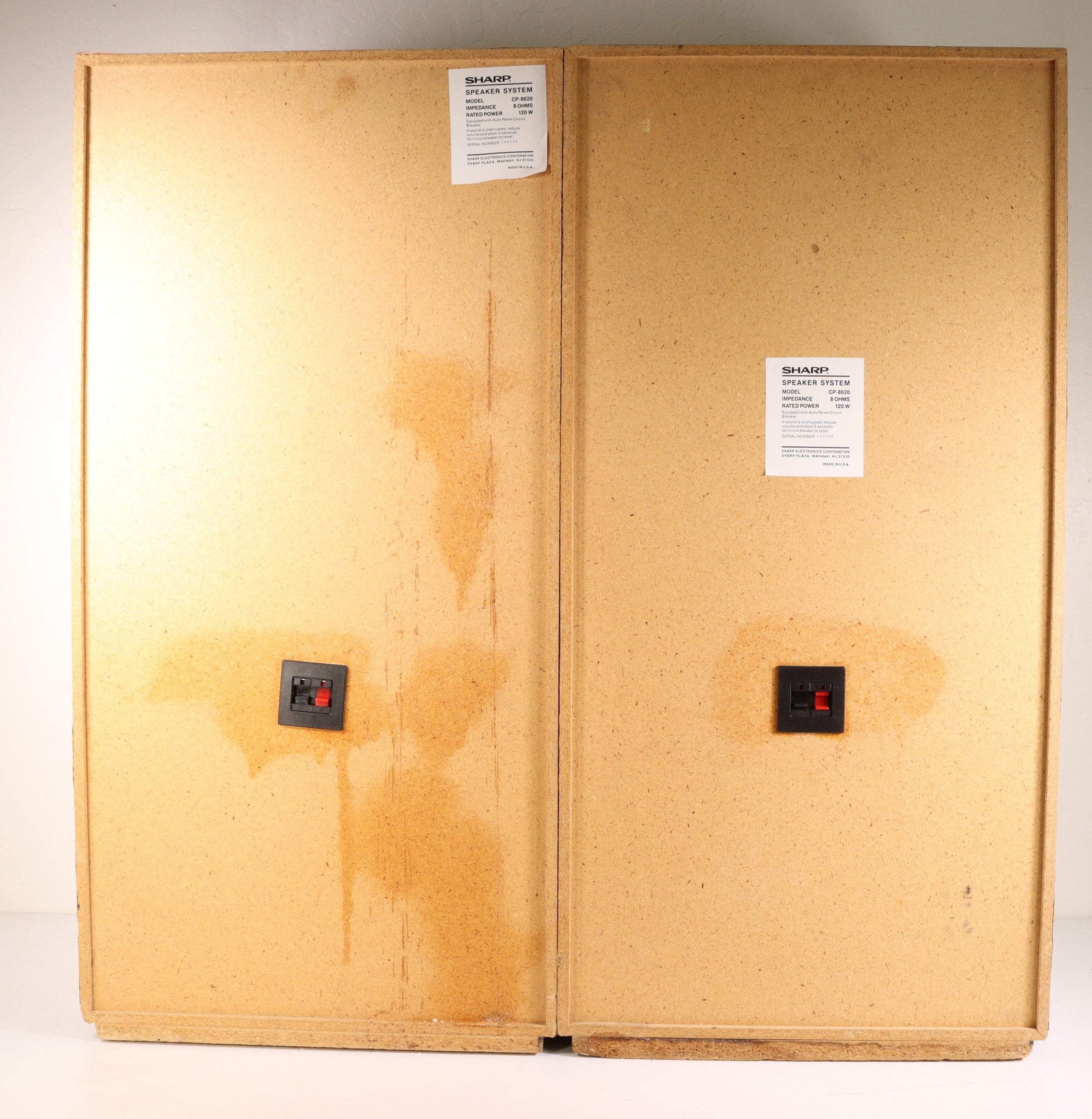 Sharp CP-8620 Large Tower Speaker Pair 8 Ohms 120 Watts