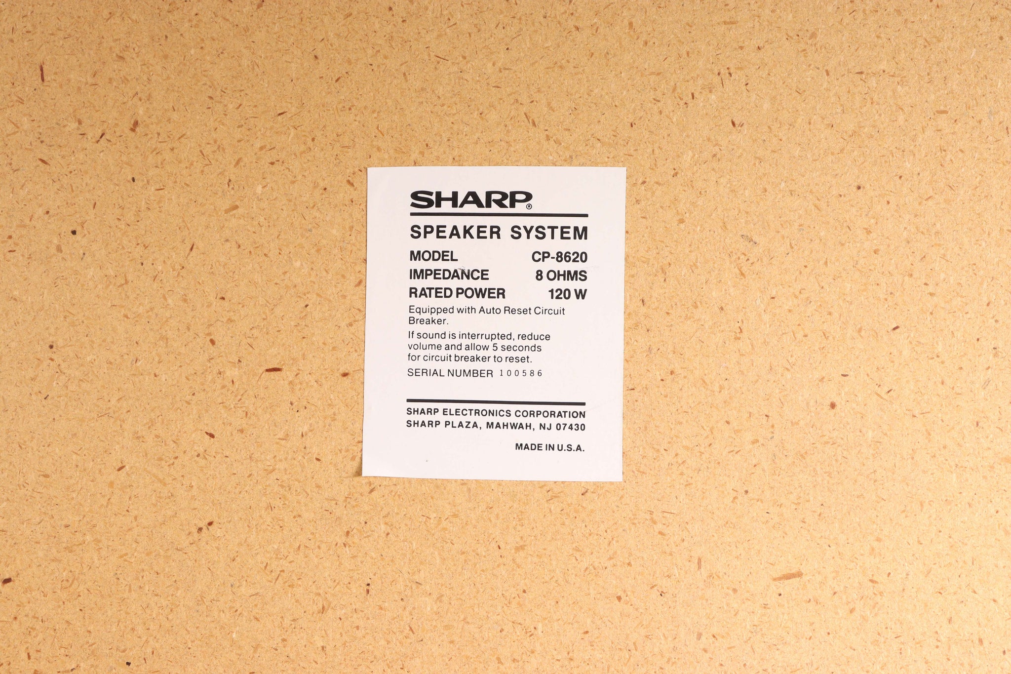 Sharp CP-8620 Large Tower Speaker Pair 8 Ohms 120 Watts