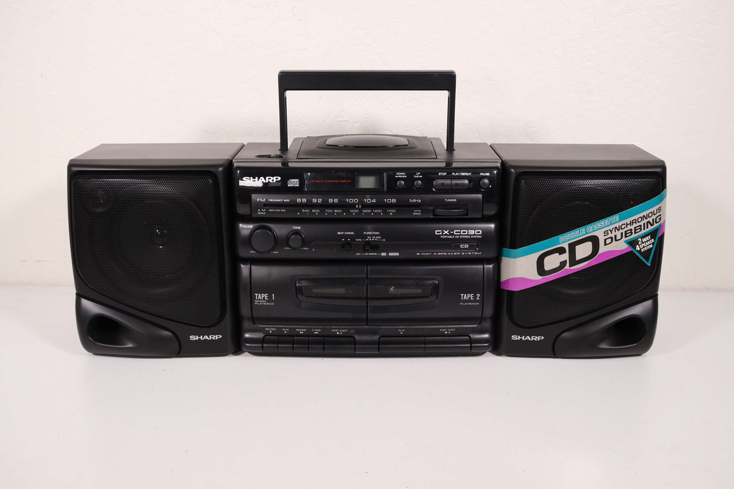 Sharp Portable CD Player Dual Cassette Deck Stereo System GX-CD30 ...