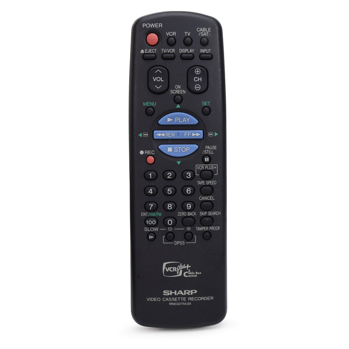 Sharp RRMCG0174AJSA Video Cassette Recorder and TV Remote Control ...