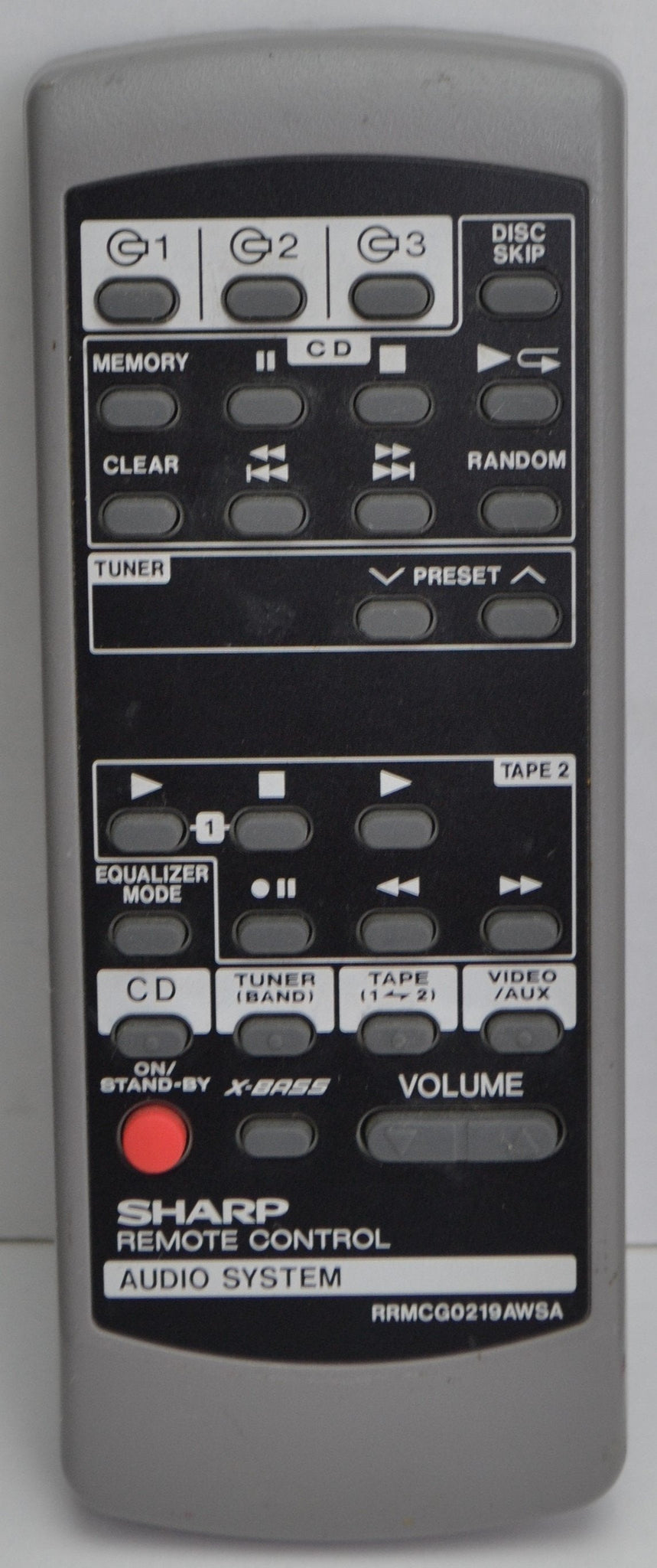 Sharp RRMCG0219AWSA Remote Control for Audio System CD 