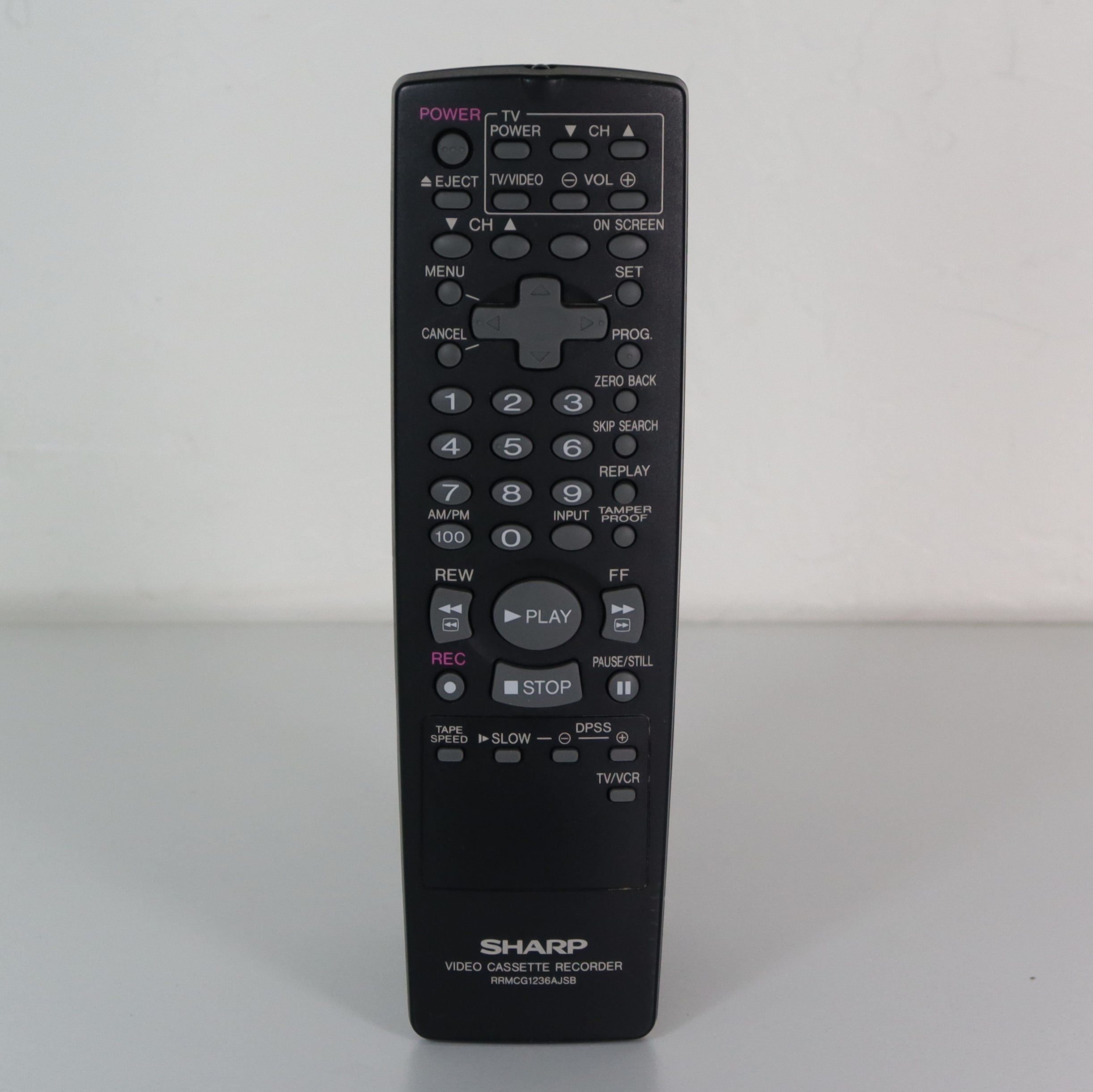 Sharp RRMCG1236AJSB Remote Control for VCR VHS Player VCA410 and more ...