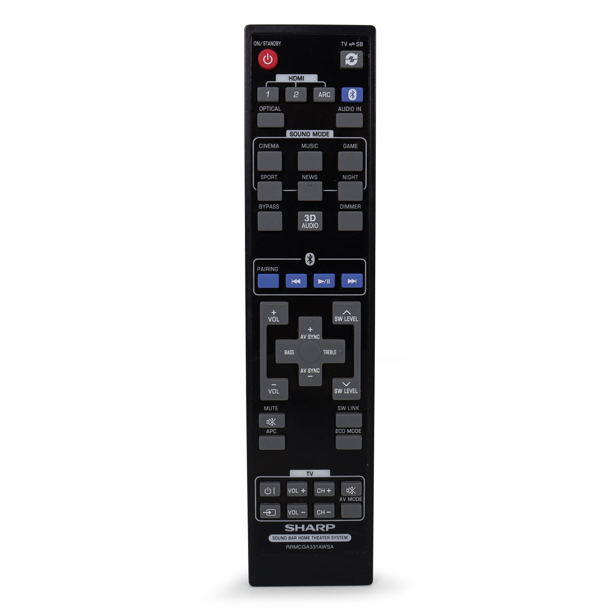 Sharp RRMCGA331AWSA Remote Control for Sound Bar HT-SB602 — SpenCertified