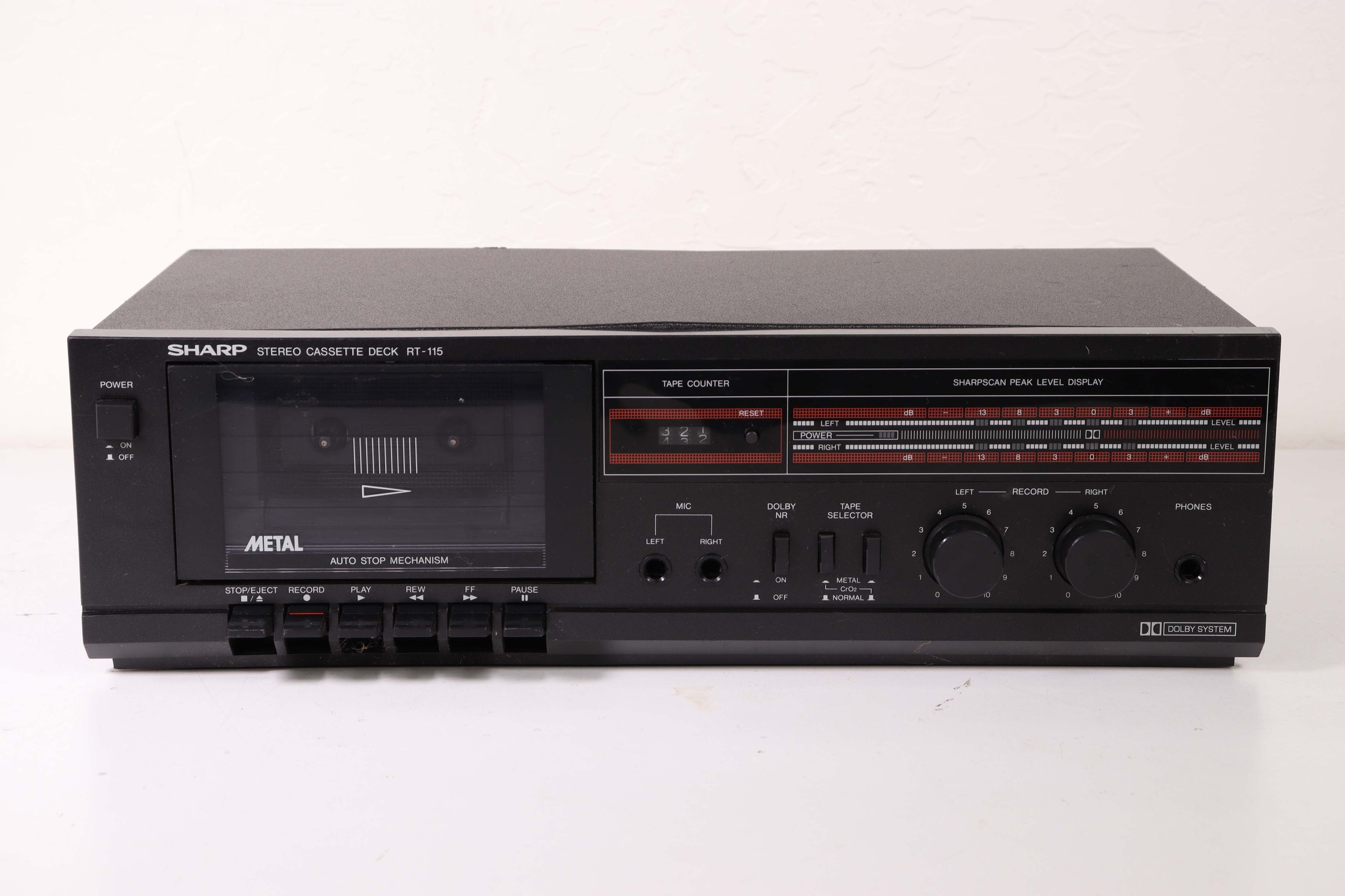 Sharp RT-115 Single Cassette Deck Player Recorder Black — SpenCertified