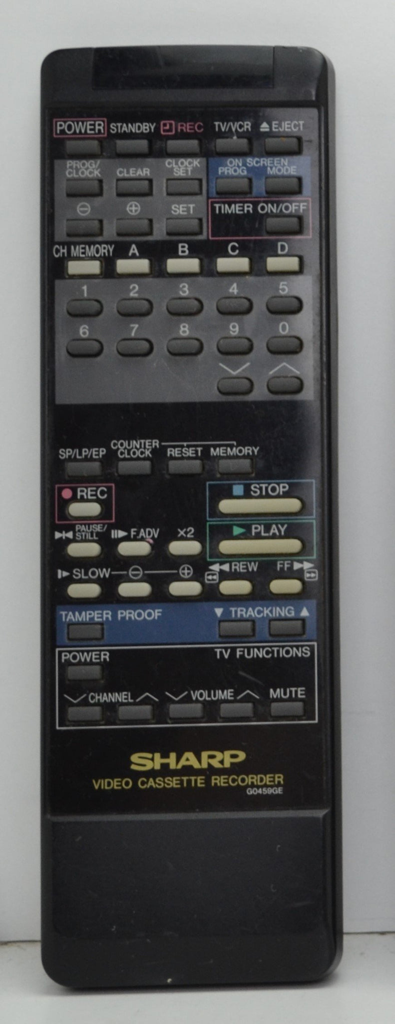 Sharp Video Cassette Recorder Remote Control G0569GE Transmitter for V
