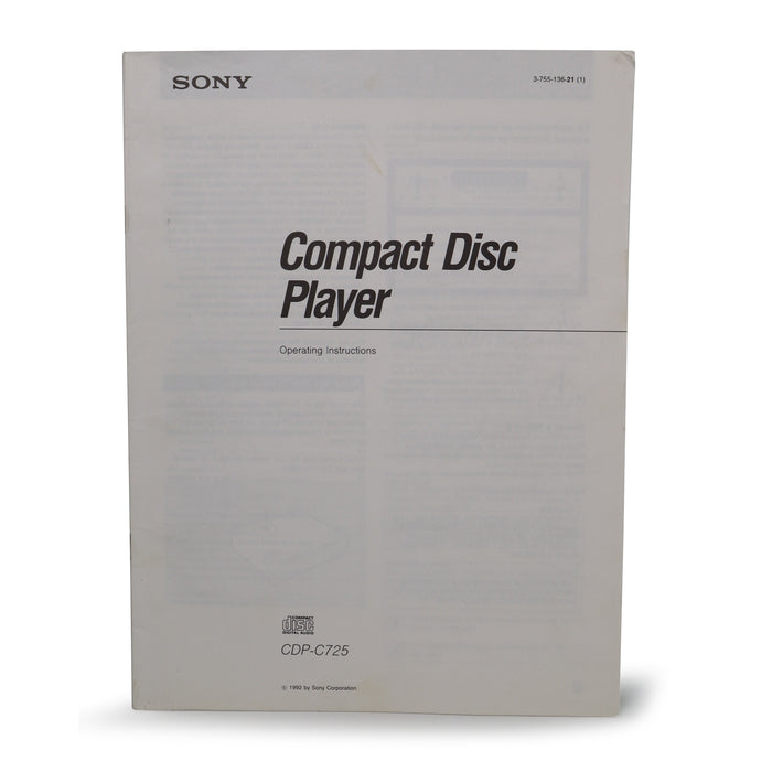 Sony CDP-C725 Vintage 5-Disc Sony CD Player w/ Built-in Digital Noise Processor-Electronics-SpenCertified-refurbished-vintage-electonics