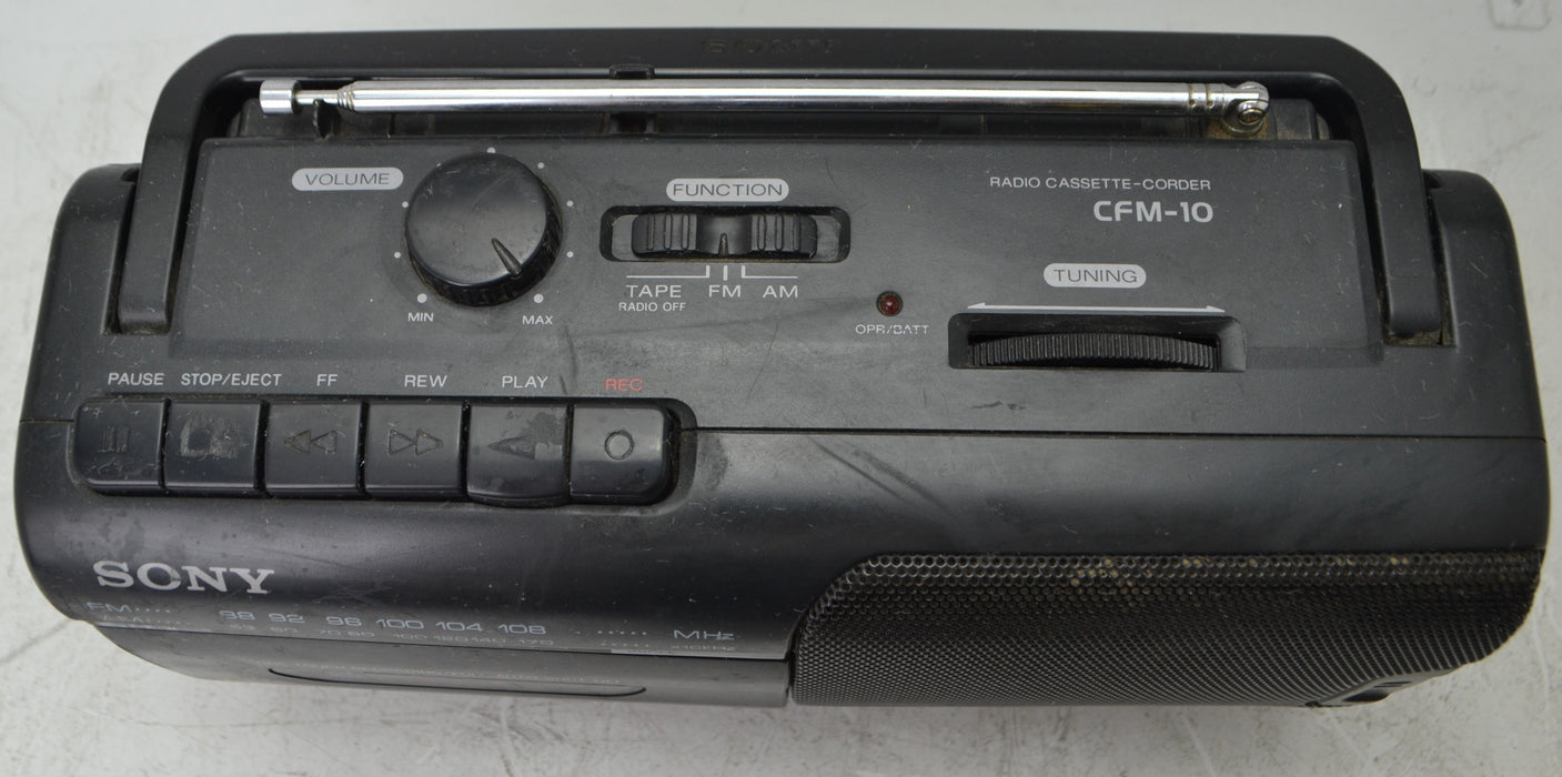 Sony CFM-10 Portable Cassette AM/FM Radio Speaker System Player Black-Electronics-SpenCertified-refurbished-vintage-electonics