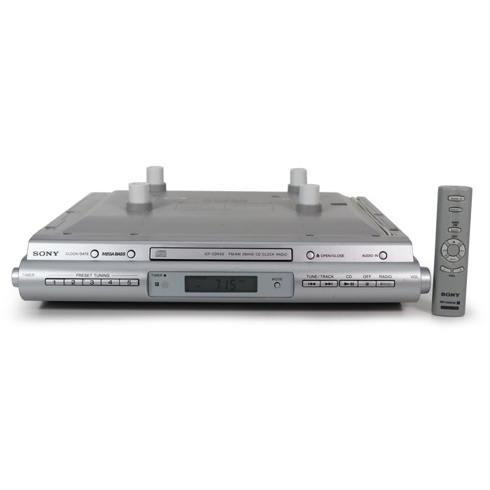 Sony ICF-CDK50 Under-Cabinet CD Clock Radio w/ AM/FM Radio, AUX Connection and Built-In Speakers-Electronics-SpenCertified-refurbished-vintage-electonics