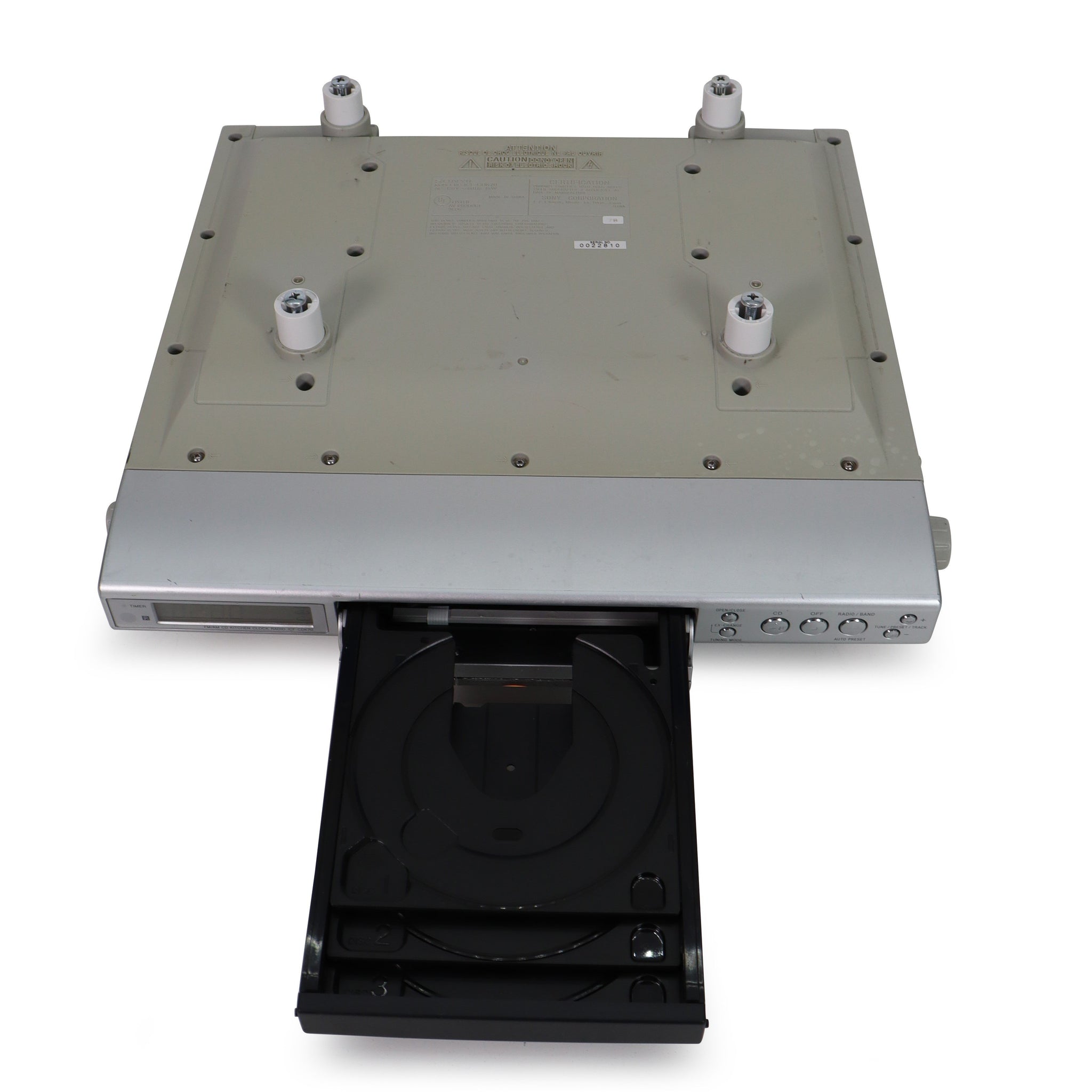 Sony ICFCDK70 Silver 3 Disc Changing Under CD Clock Radio w/