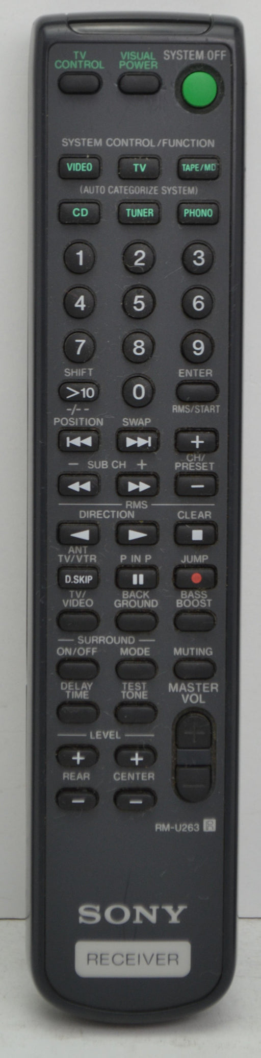 Sony RM-U263 Receiver Remote Control RM155K STRD300 STRD300SS STRD310 STRD310SS STRD350 STRD350Z STRD400 STRD400SS STRD450 STRD450Z STRD510 STRD510SS STRD610 STRD61055 STRD610SS STRD810 STRD810SS STRDE405 STRDE5 STRED505-Remote-SpenCertified-refurbished-vintage-electonics